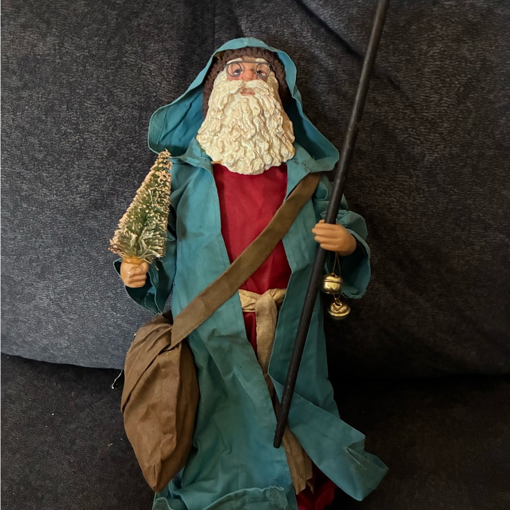 Vintage Santa Claus Figurine in Blue Robe